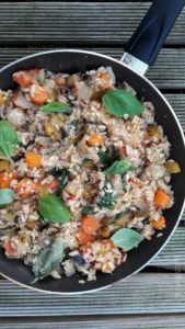 risotto, groente, aubergine, vegan, lactosefree, wortel, basilicum , gele paprika